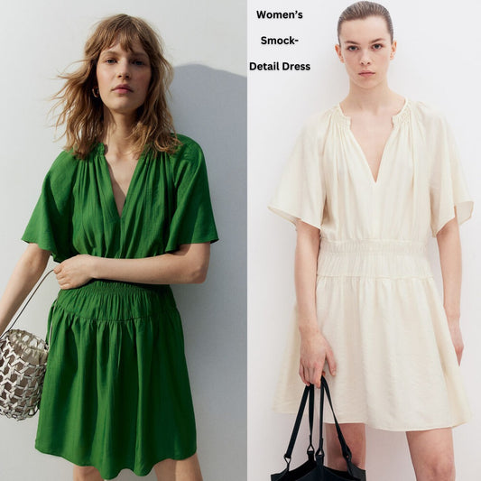 Dress Mini Wanita Lengan Pendek (HMD565 SMOCK CREPE DR)