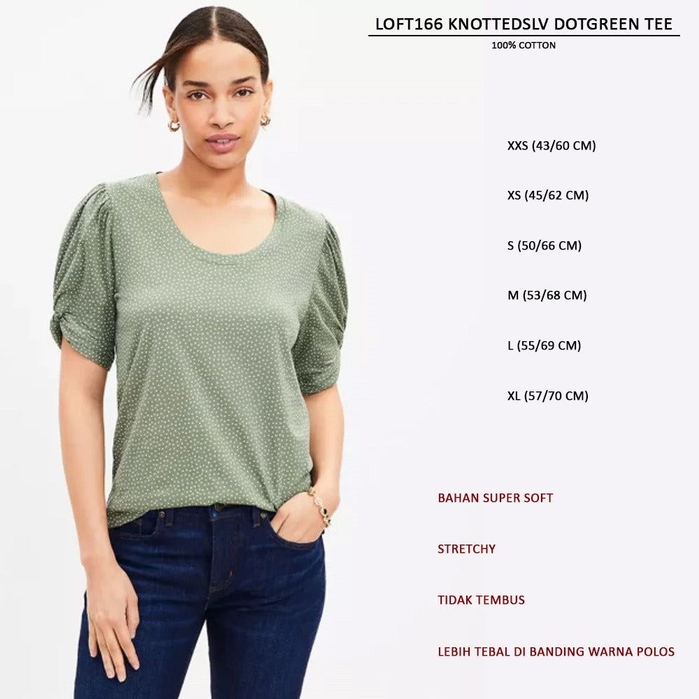 Atasan Wanita Lengan Pendek Stretchy (LOFT166 KNOTTEDSLV TEE)