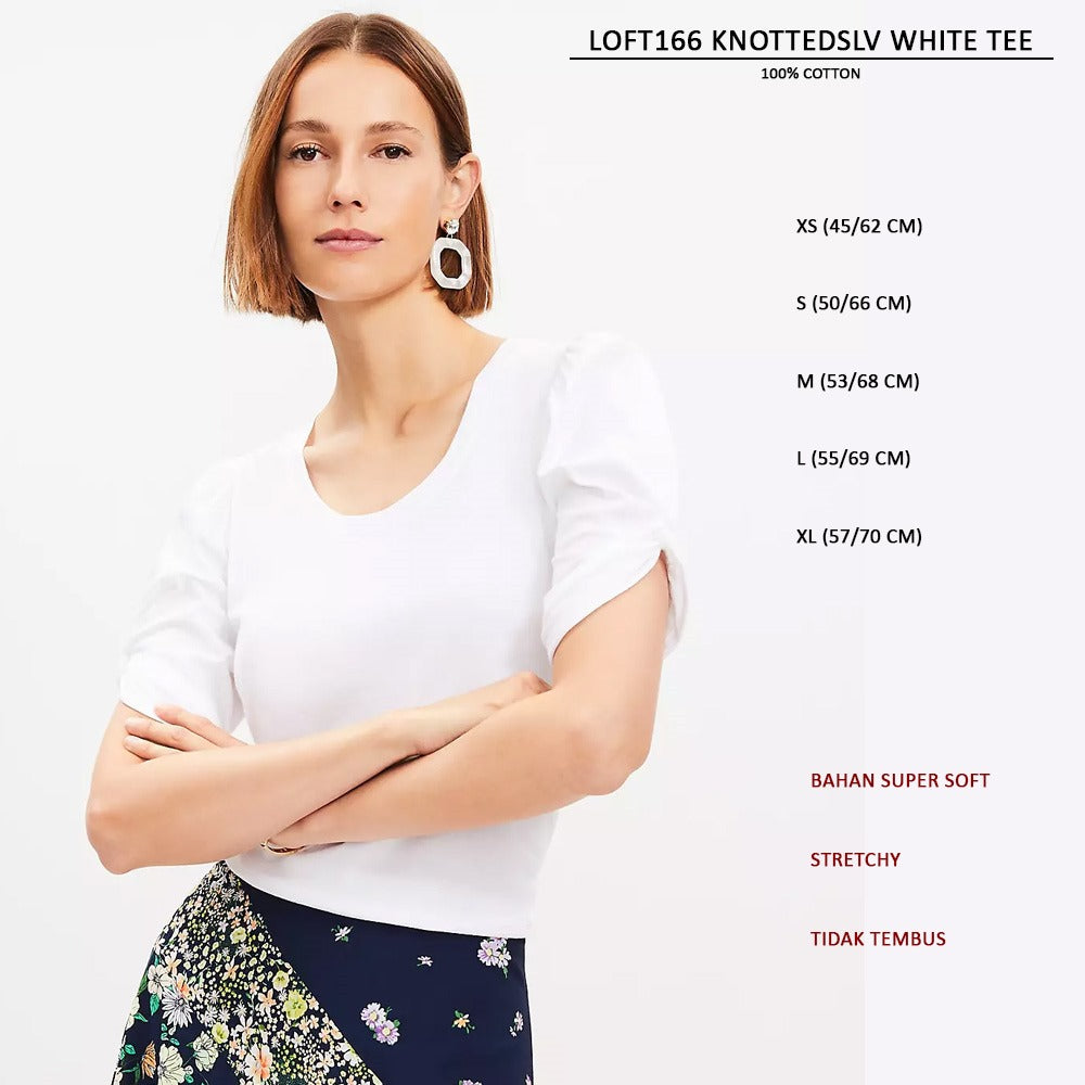 Atasan Wanita Lengan Pendek Stretchy (LOFT166 KNOTTEDSLV TEE)