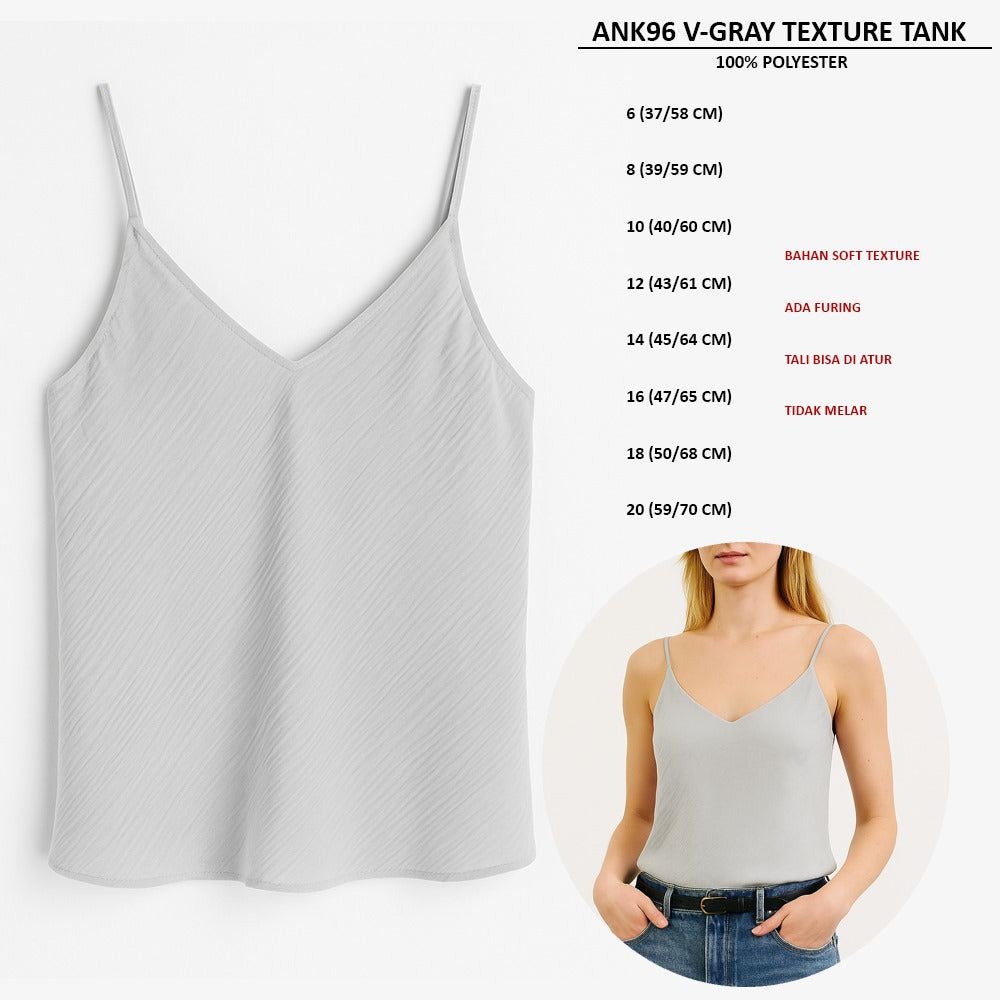 Atasan Tanktop Wanita Soft Texture (ANK96 V NECK TEXTURE TANK)