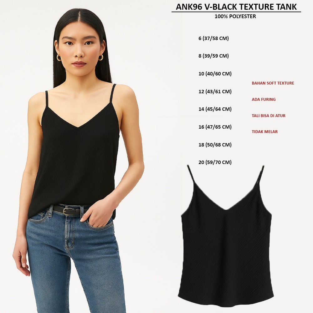 Atasan Tanktop Wanita Soft Texture (ANK96 V NECK TEXTURE TANK)