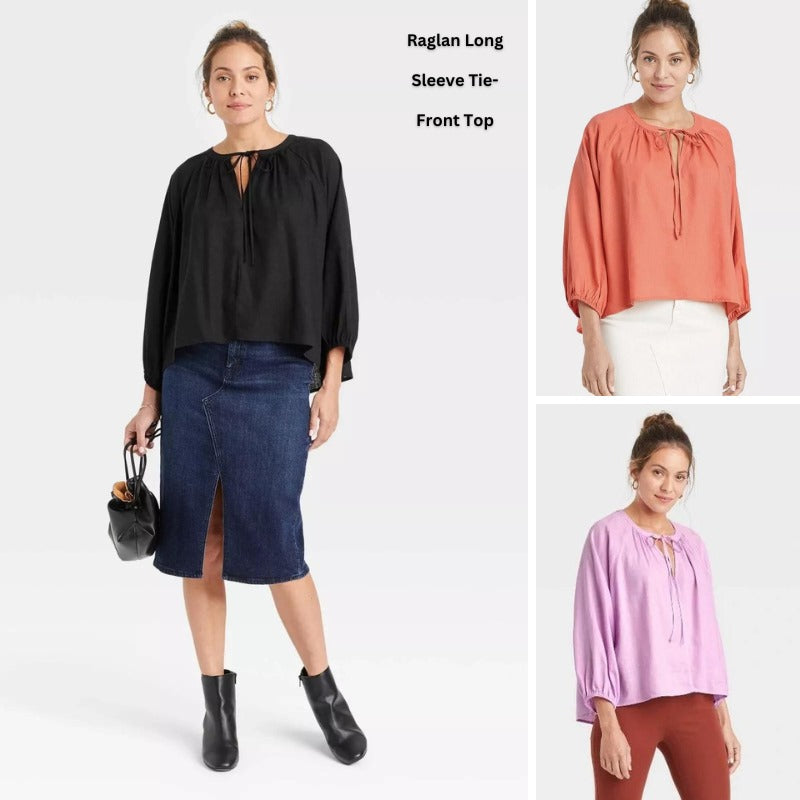 Atasan Wanita Lengan Panjang Soft Linen (AND13 RGL TIEFRONT TOP)