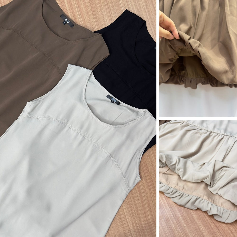 Dress Midi Wanita Tanpa Lengan (UNQ396 PUFF MIDI DRESS)
