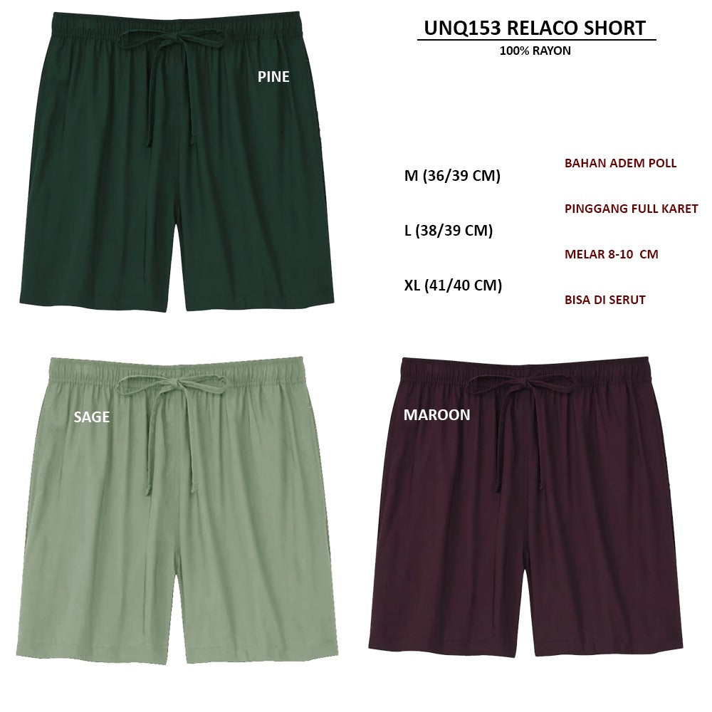 Celana Pendek Santai Wanita Polos Rayon (UNQ153 RLC SHORT)