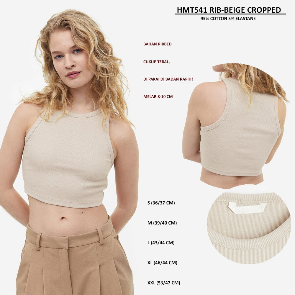 Atasan Crop Wanita Tanpa Lengan (HMT541 RIB CROPPED)