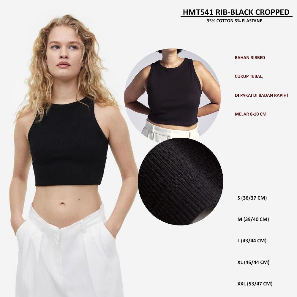 Atasan Crop Wanita Tanpa Lengan (HMT541 RIB CROPPED)