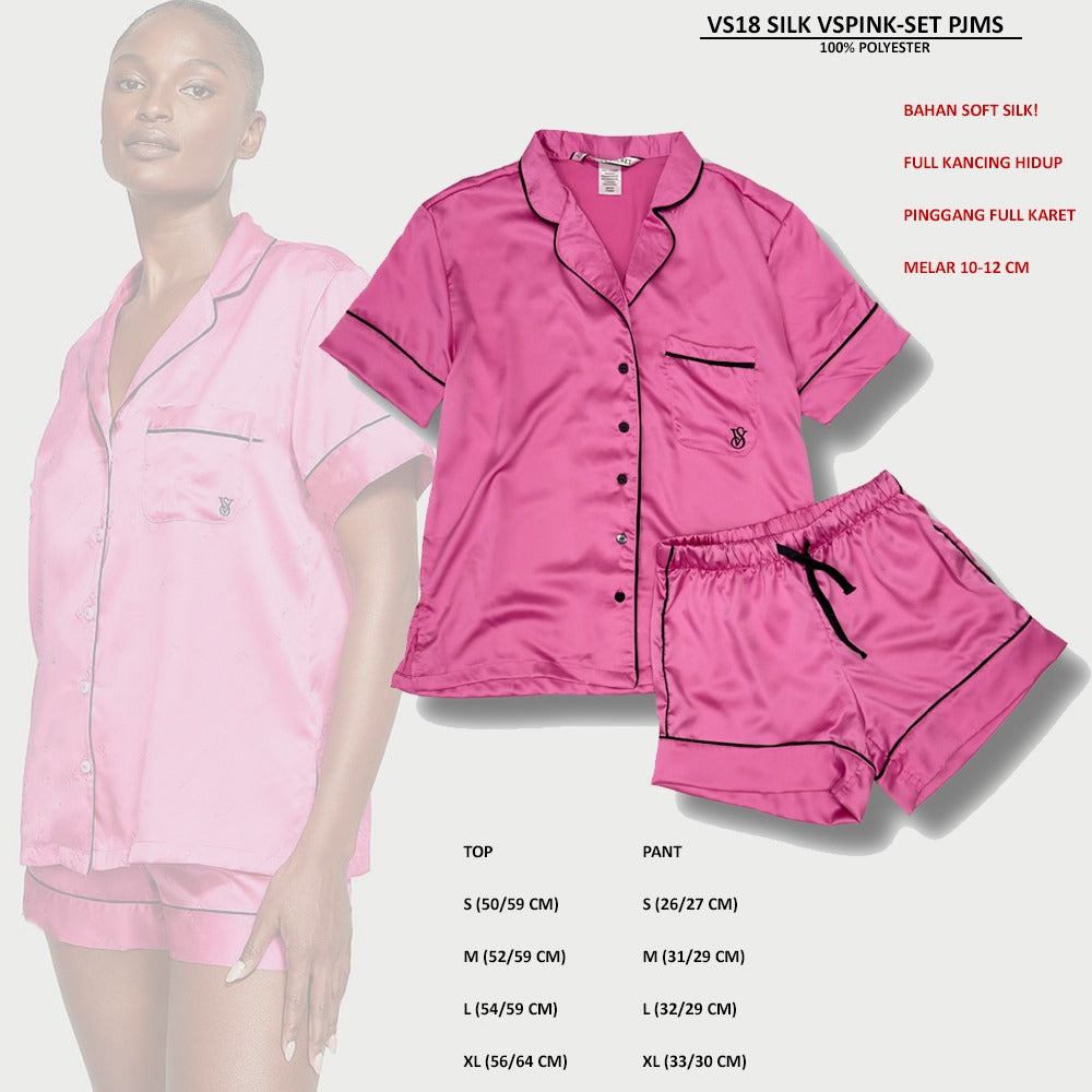 Set Piyama Wanita Lengan Pendek Soft Silk (VS18 SILK LEO-SET SHORT)
