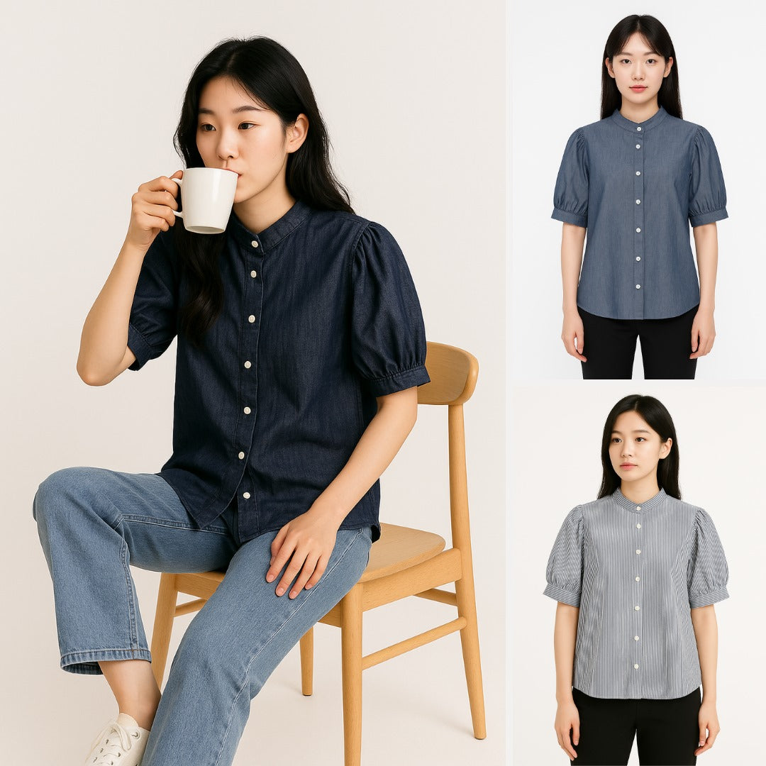Blouse Wanita Lengan Pendek Soft Linen (UNQ444 LINEN PUFF BL)