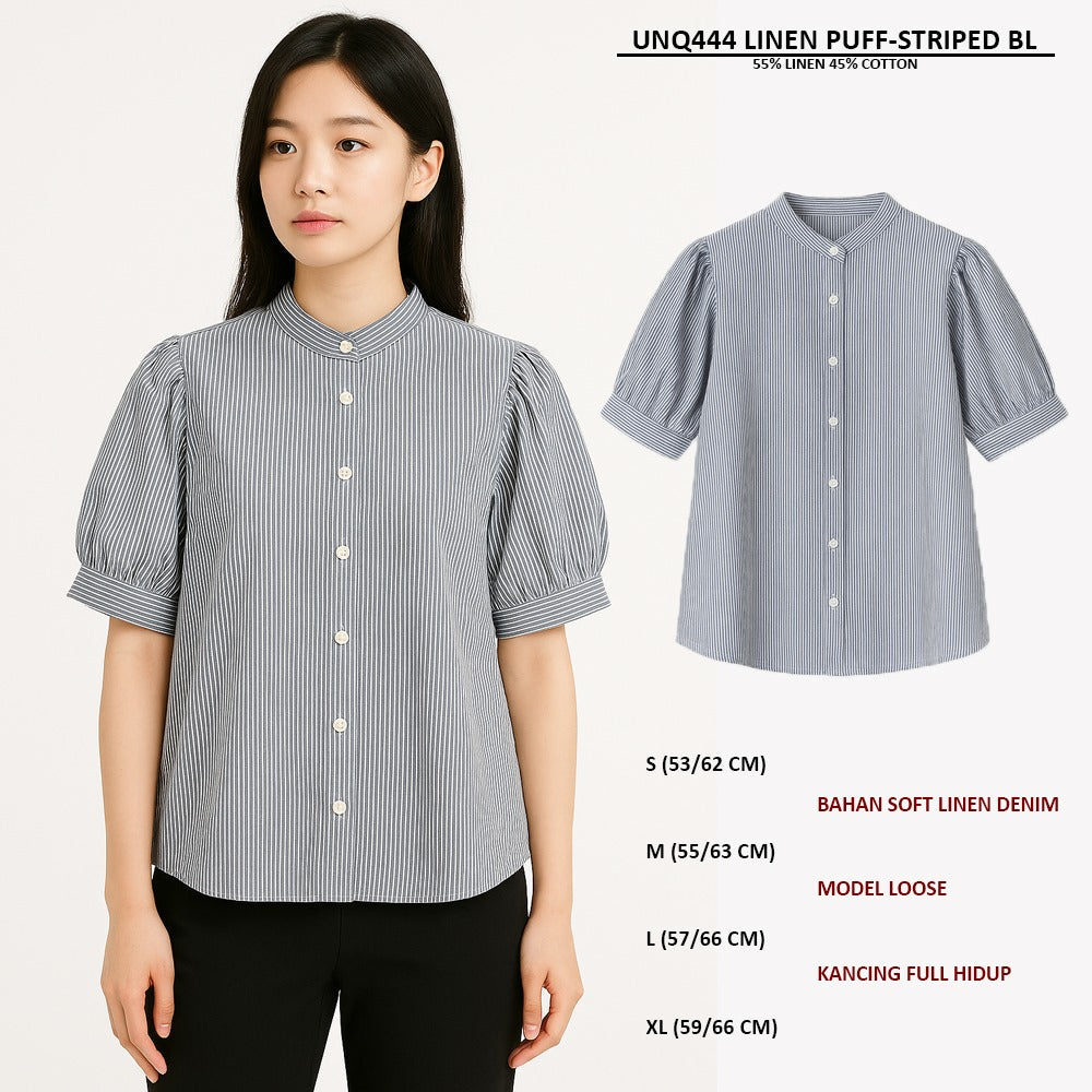 Blouse Wanita Lengan Pendek Soft Linen (UNQ444 LINEN PUFF BL)
