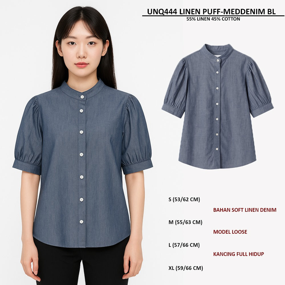 Blouse Wanita Lengan Pendek Soft Linen (UNQ444 LINEN PUFF BL)
