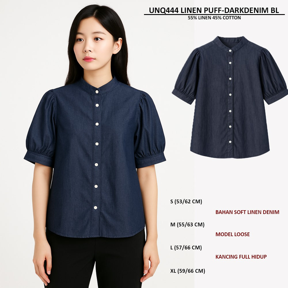 Blouse Wanita Lengan Pendek Soft Linen (UNQ444 LINEN PUFF BL)