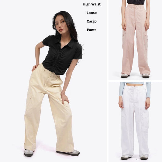 Celana Panjang Cargo Wanita Highrise (CLB07 LOOSE CARGO)