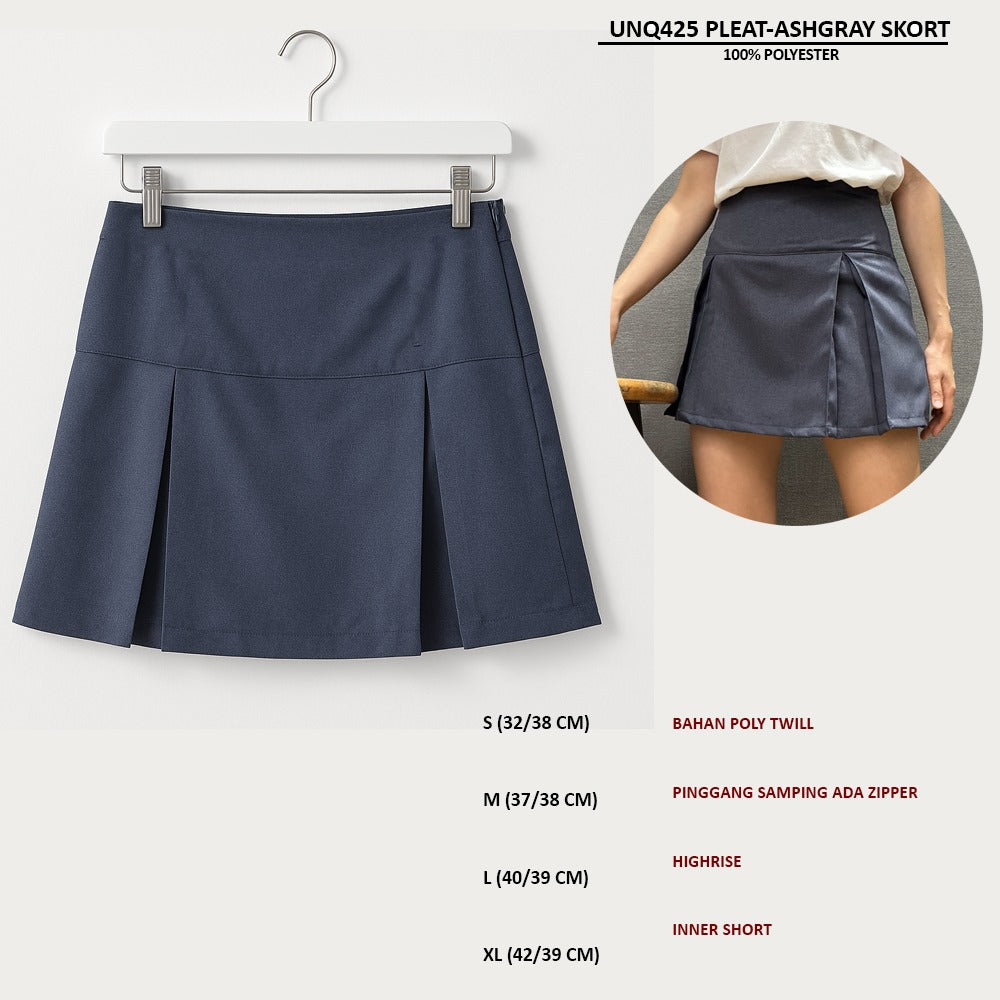 Skort Pendek Wanita Poly Twill Highrise (UNQ425 PLEAT SKORT)
