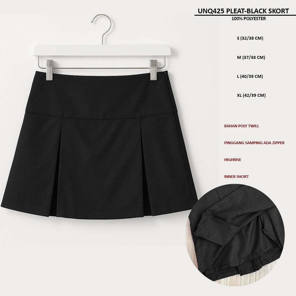 Skort Pendek Wanita Poly Twill Highrise (UNQ425 PLEAT SKORT)