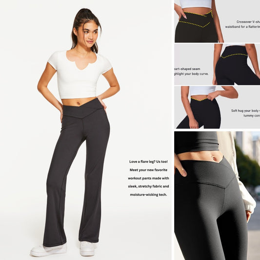 Celana Panjang Wanita Highwaist (AERP110 FLEX-BLACK CROSS FLARE)