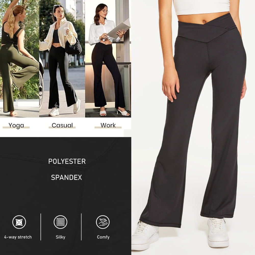 Celana Panjang Wanita Highwaist (AERP110 FLEX-BLACK CROSS FLARE)