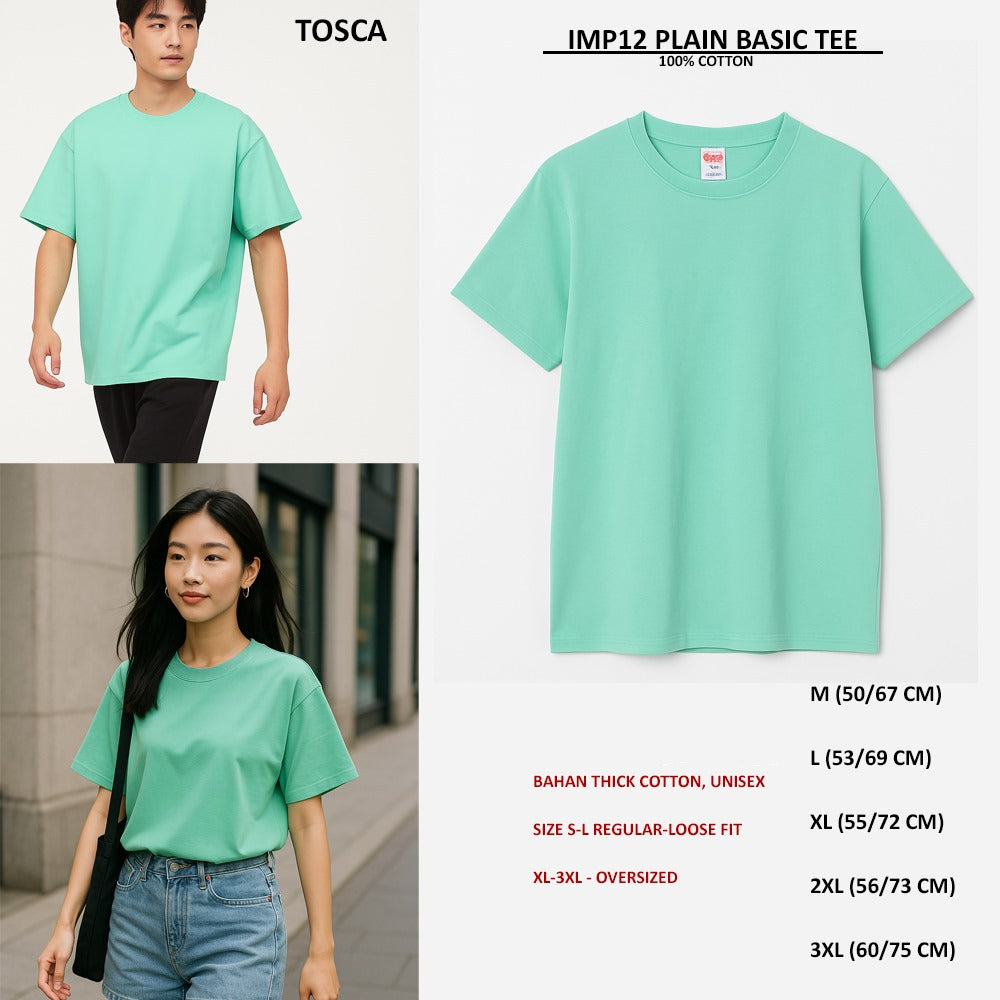 Atasan Kaos Pria/Unisex Lengan Pendek (IMP12 PLAIN BASIC TEE)