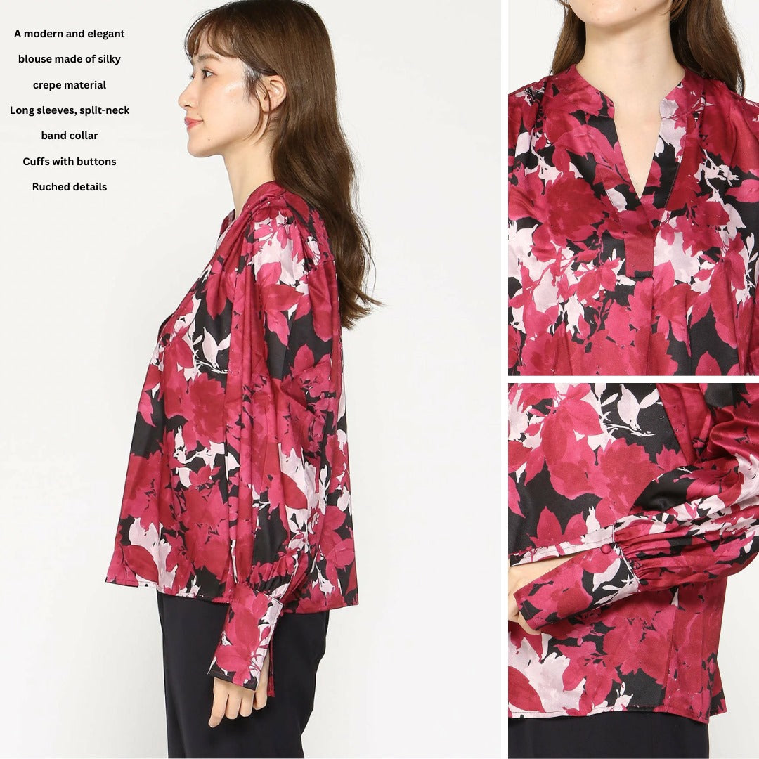 Blouse Wanita Lengan Panjang Soft Satin (BREP92 SATIN VEE BL)