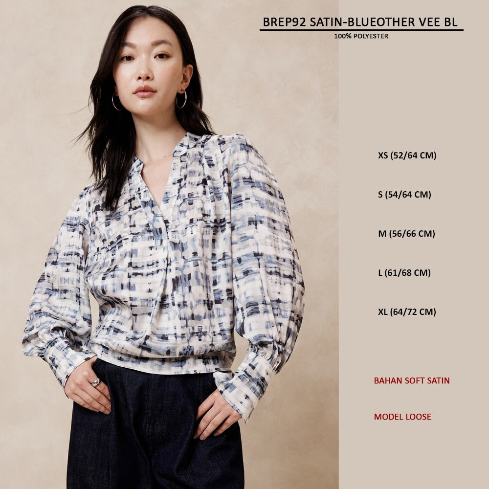 Blouse Wanita Lengan Panjang Soft Satin (BREP92 SATIN VEE BL)