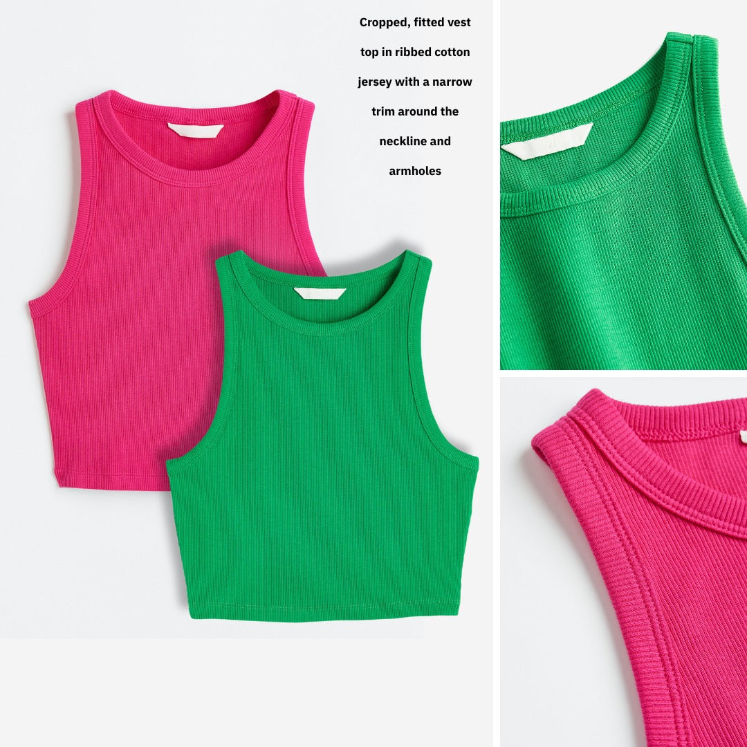 Atasan Crop Wanita Tanpa Lengan (HMT541 RIB CROPPED)