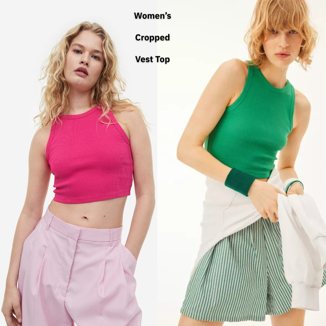 Atasan Crop Wanita Tanpa Lengan (HMT541 RIB CROPPED)