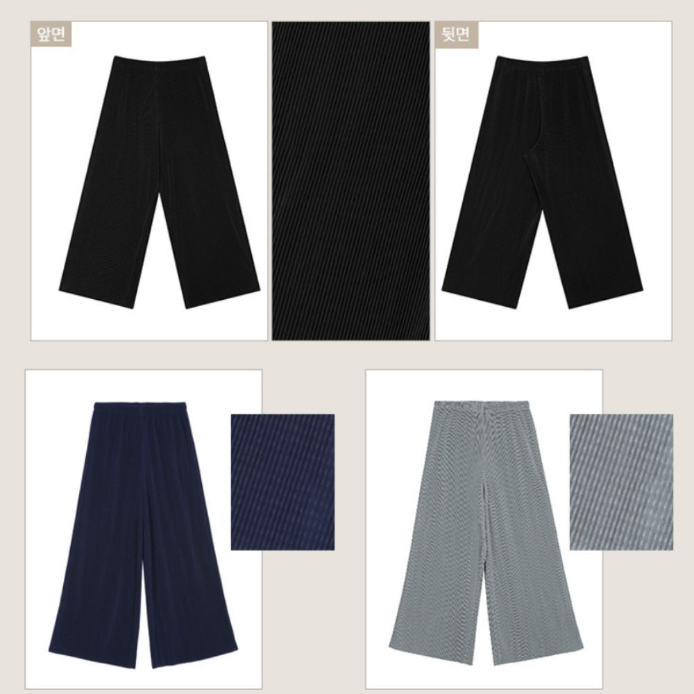 Celana Panjang Kulot Wanita Bahan Plisket Highrise (MSM02 PLT WIDE PANTS)