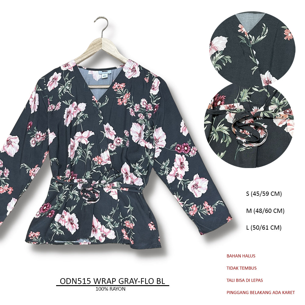 Atasan Blouse Wanita Lengan Panjang (ODN515 WARP BLOUSE)