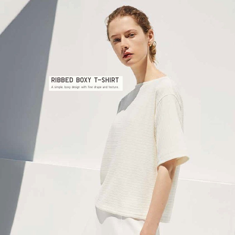 Atasan kaos Wanita Lengan Pendek Soft Cotton (UNQ350 RIBBED ROXY TEE)