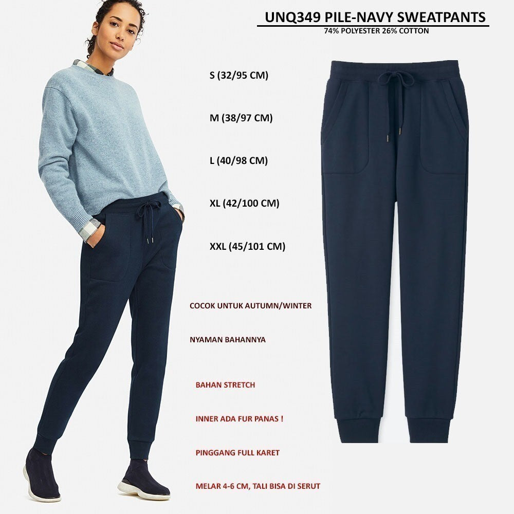 Celana Panjang Jogger Wanita (UNQ349 PILE SWEATPANTS)