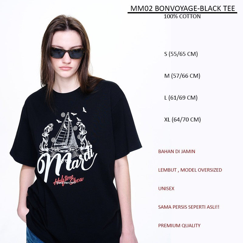 Atasan Kaos Wanita Lengan Pendek Casual Oversized (MM02 HALFTIME/BONVOYAGE TEE)