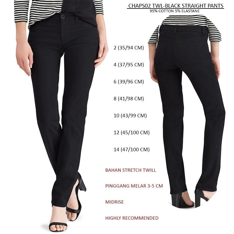 Celana Panjang Wanita Midrise Straight Stretch Twill (CHAPS02 TWILL STRAIGHT PANTS)