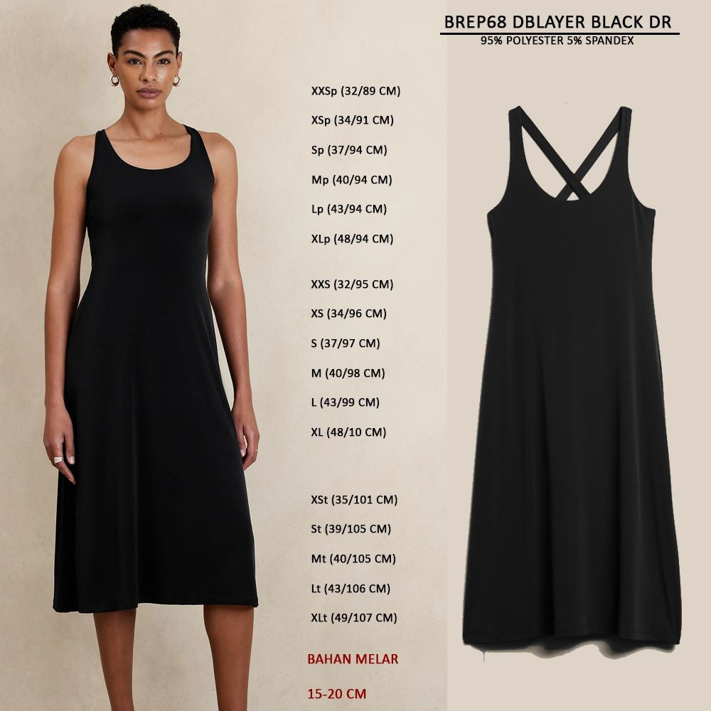 Dress Maxi Casual Wanita Tanpa Lengan (BREP68 DBLAYER DRESS)