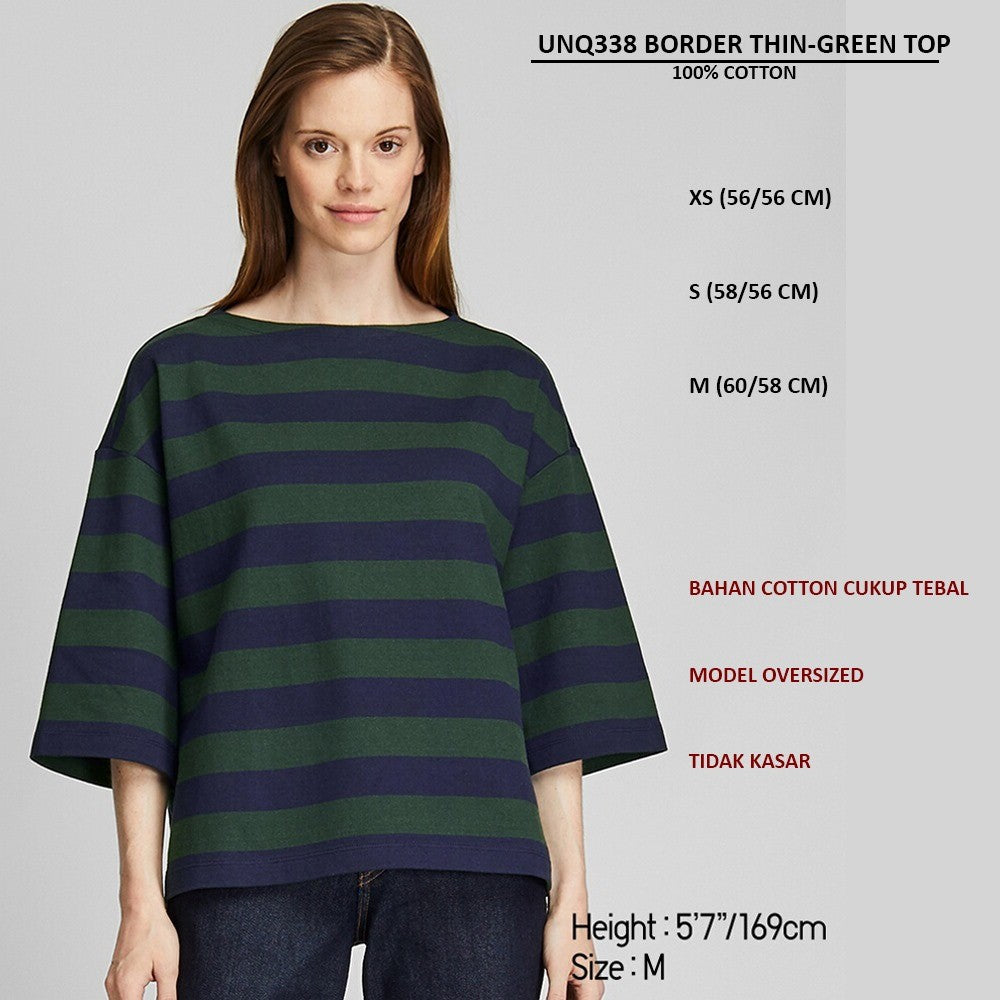 Atasan Kaos Wanita Lengan Pendek Oversized (UNQ338 BORDER OVSZED TOP)