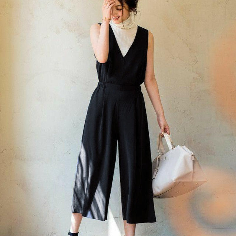 Jumpsuit Wanita tanpa Lengan (UNQ306 VNECK JUMPSUIT)