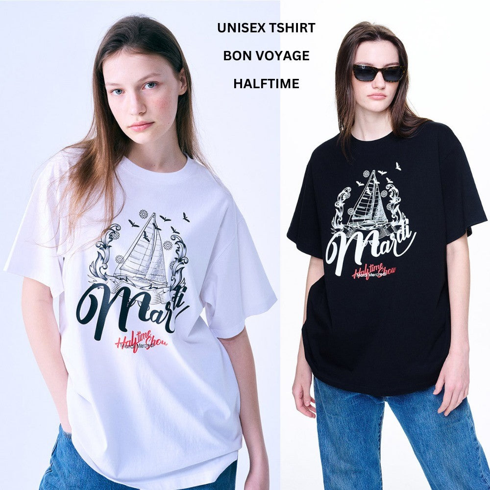 Atasan Kaos Wanita Lengan Pendek Casual Oversized (MM02 HALFTIME/BONVOYAGE TEE)