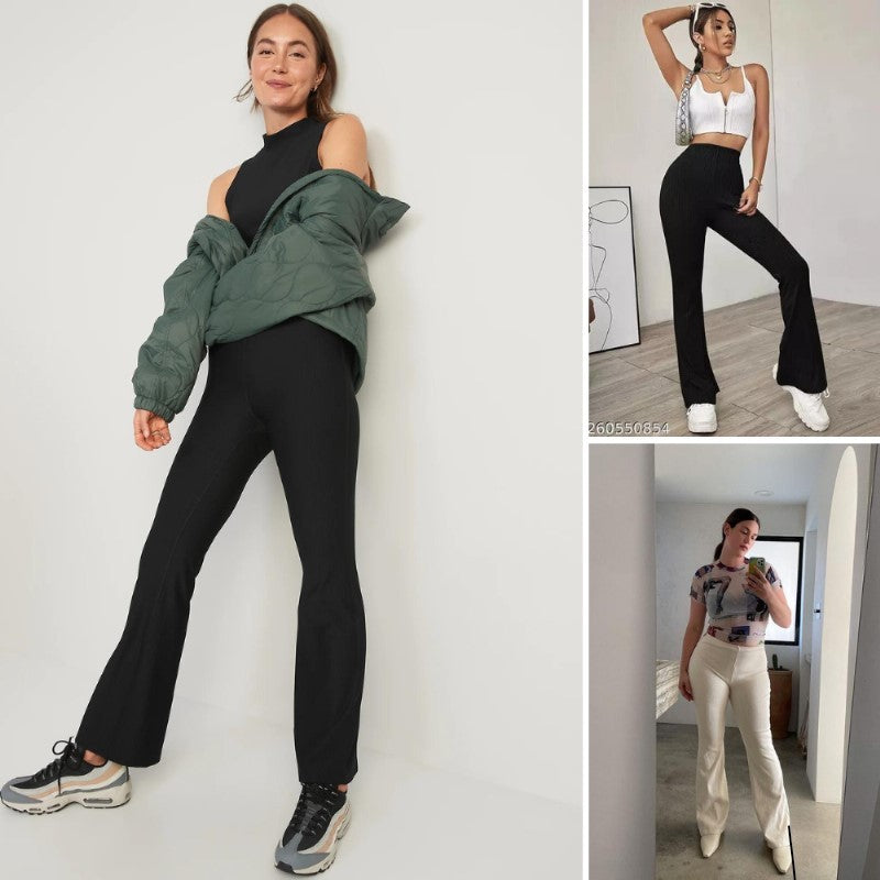 Celana Panjang Wanita Flare Highrise Stretch Ribbed (ODN507 POWERRIB FLARE)