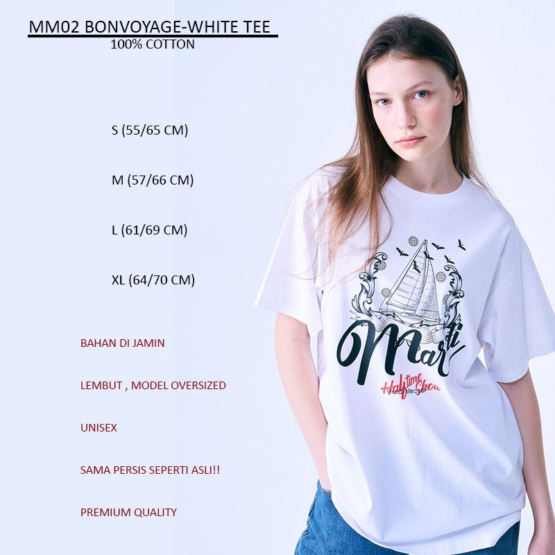Atasan Kaos Wanita Lengan Pendek Casual Oversized (MM02 HALFTIME/BONVOYAGE TEE)