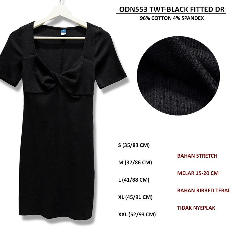 Dress Mini Kasual Wanita Lengan Pendek (ODN553 TWIST FITTED DR)