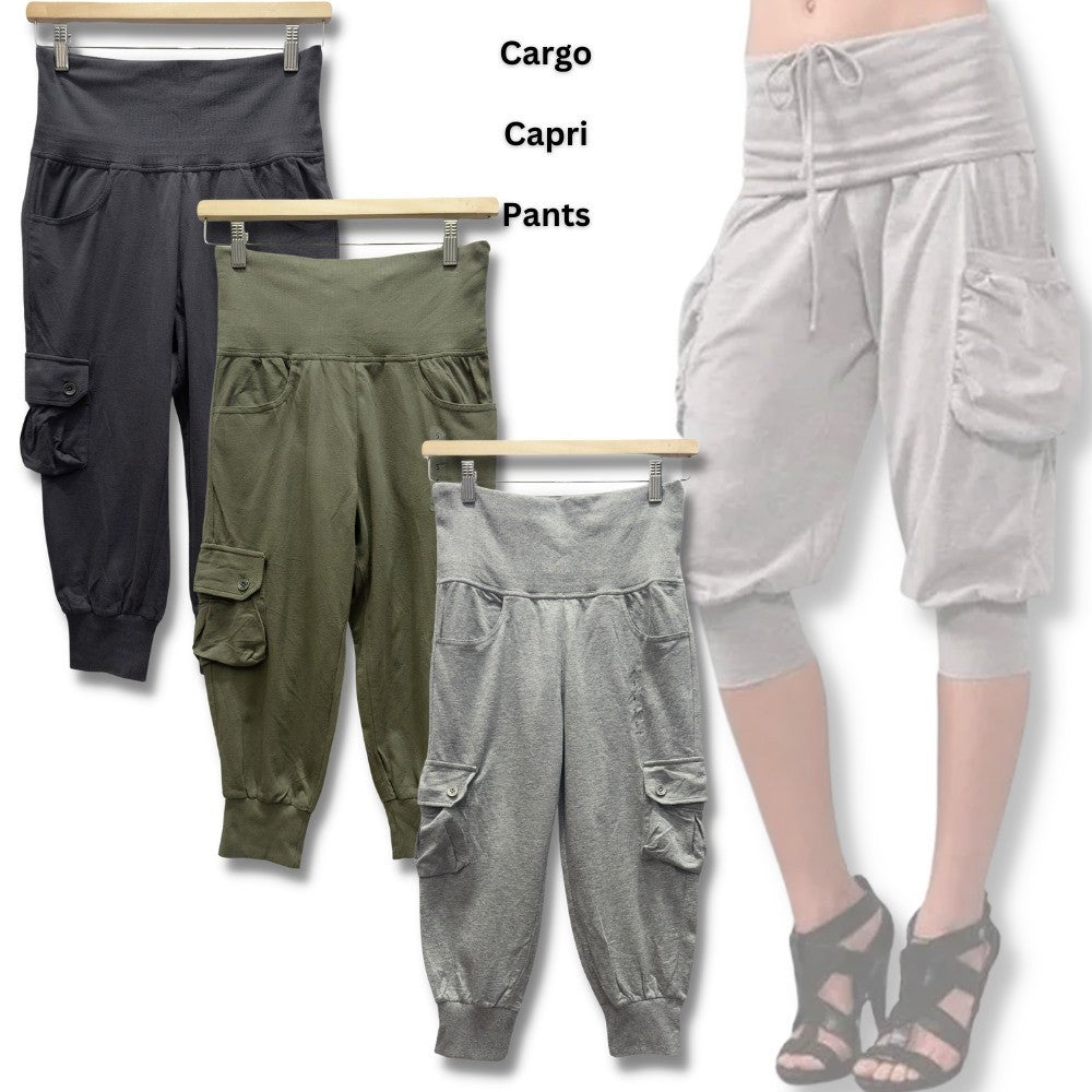 Celana Jogger Wanita Lightweight Terry (UNQ299 CARGO CROP)