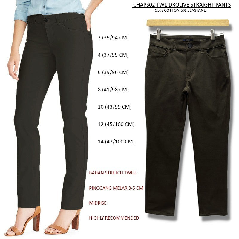 Celana Panjang Wanita Midrise Straight Stretch Twill (CHAPS02 TWILL STRAIGHT PANTS)