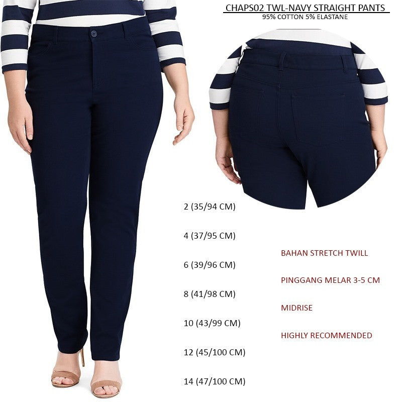 Celana Panjang Wanita Midrise Straight Stretch Twill (CHAPS02 TWILL STRAIGHT PANTS)