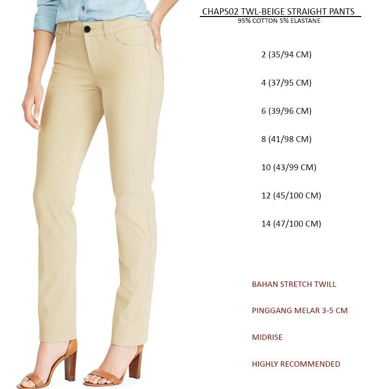 Celana Panjang Wanita Midrise Straight Stretch Twill (CHAPS02 TWILL STRAIGHT PANTS)