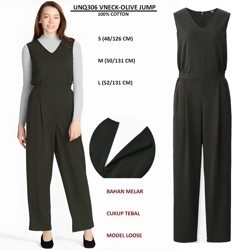 Jumpsuit Wanita tanpa Lengan (UNQ306 VNECK JUMPSUIT)