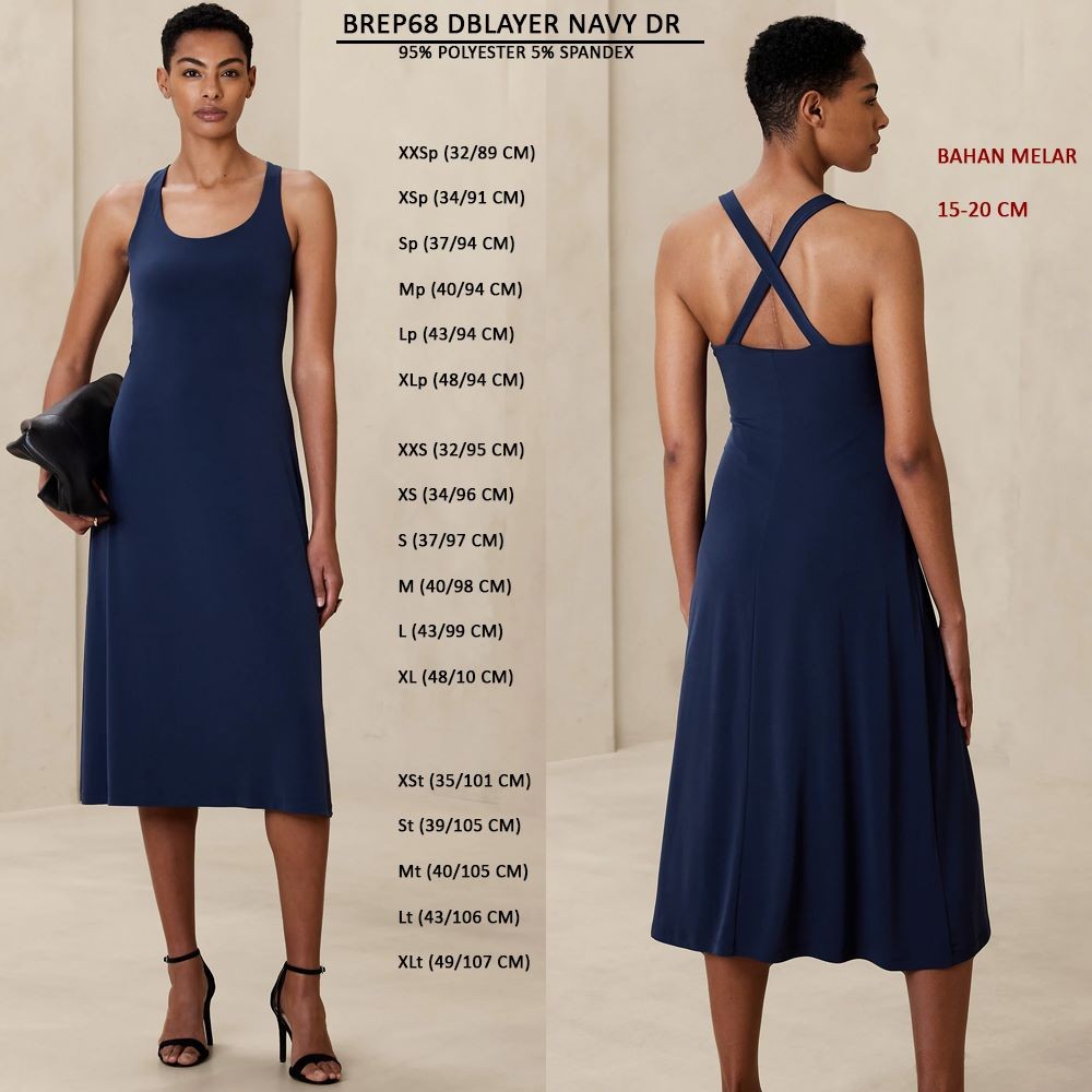 Dress Maxi Casual Wanita Tanpa Lengan (BREP68 DBLAYER DRESS)