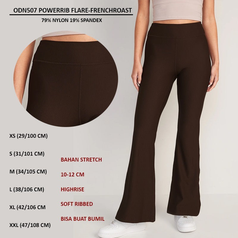 Celana Panjang Wanita Flare Highrise Stretch Ribbed (ODN507 POWERRIB FLARE)