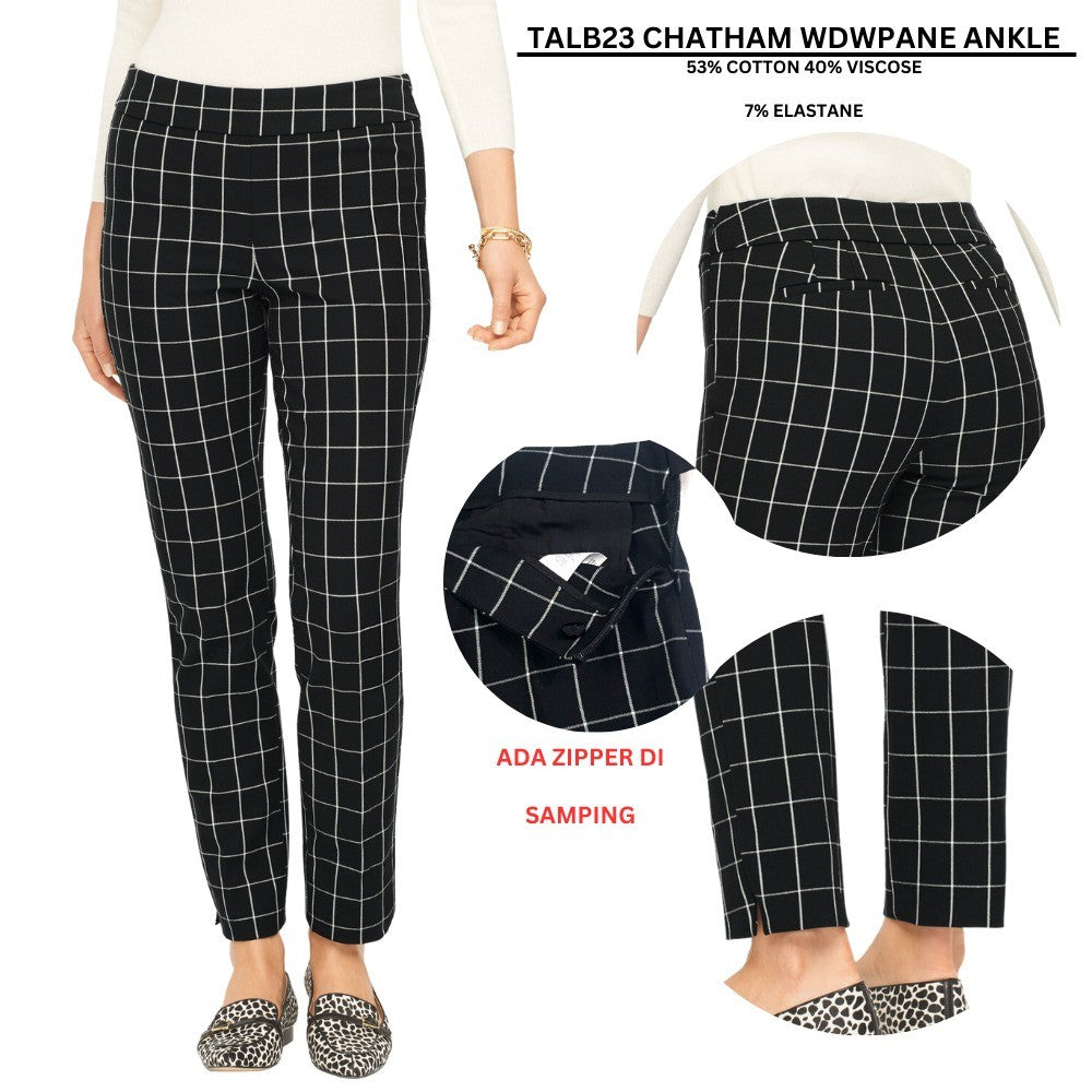 Celana Panjang Wanita Pinggir Zipper Stretch (TALB23 CHATHAM WDWPANE ANKLE)
