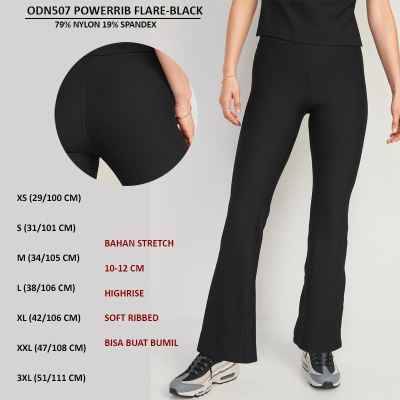 Celana Panjang Wanita Flare Highrise Stretch Ribbed (ODN507 POWERRIB FLARE)