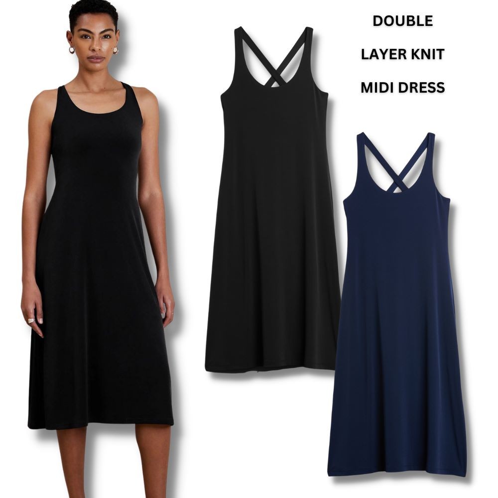 Dress Maxi Casual Wanita Tanpa Lengan (BREP68 DBLAYER DRESS)