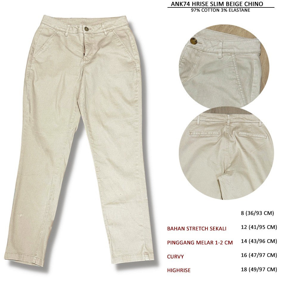 Celana Panjang Chino Wanita Highrise Stretch Casual (ANK74 HRISE SLIM CHINO)