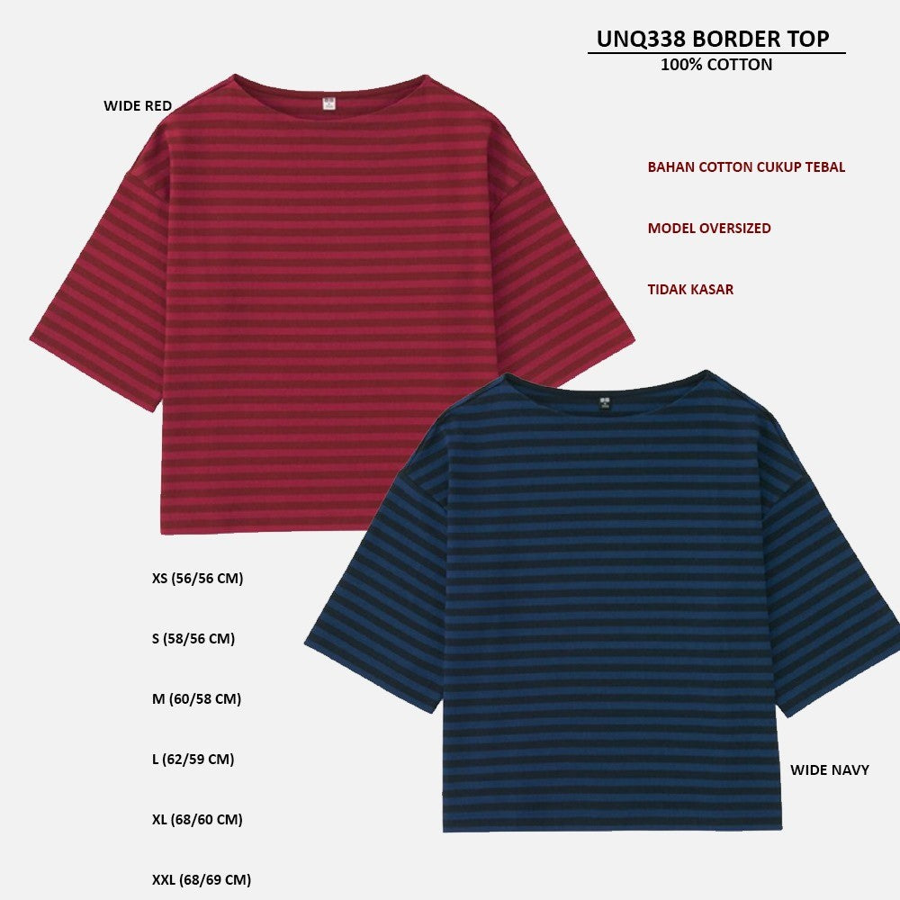Atasan Kaos Wanita Lengan Pendek Oversized (UNQ338 BORDER OVSZED TOP)